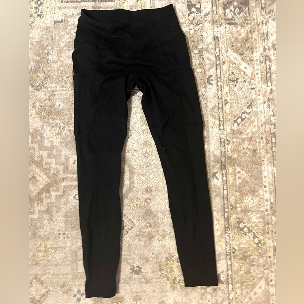 Women’s extra small Lukka Lux leggings ribbed with pockets, black